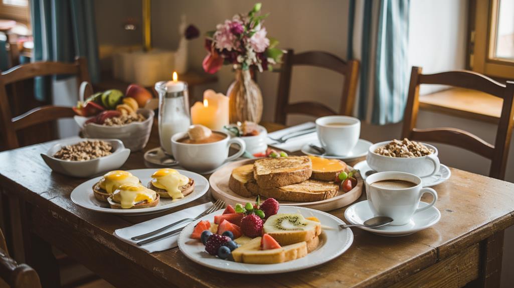 Fresh breakfast overlooking lake